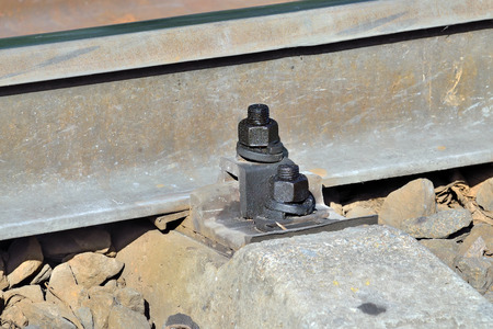 The rail and concrete sleepers closeupの写真素材