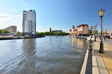 KALININGRAD, RUSSIA - 13 may 2017: view of Fishing village, cultural and ethnographic complex, the tourist attraction of the city. Kaliningrad City Symbolのeditorial素材