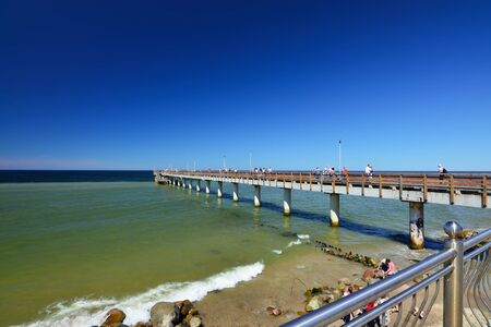 Zelenogradsk, Russia - may 28, 2017: view of the sandy beach and promenade in the resort town of Zelenogradsk, Kaliningrad region, Russiaのeditorial素材