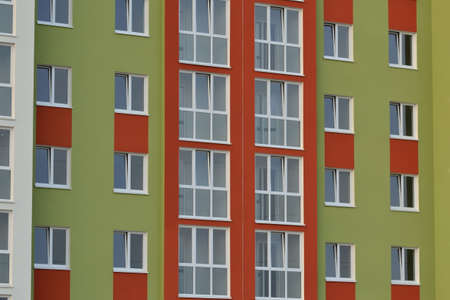 Fragment of a modern new multi-storey residential public building