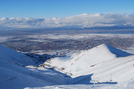 city in a mountainsの写真素材
