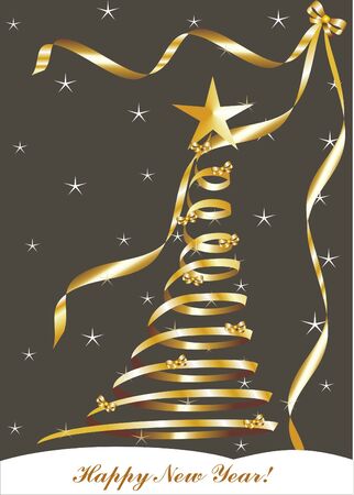 christmas card with gold treeのイラスト素材