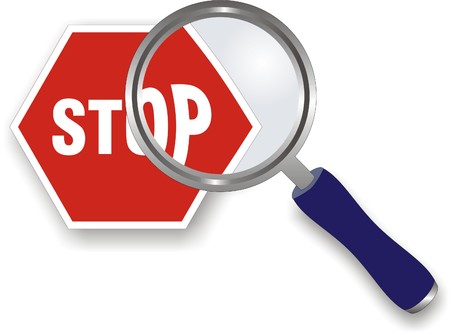 srop sign under magnifying glass             のイラスト素材