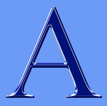 blue metallic alphabet symbol            の写真素材