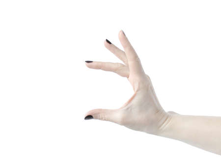 Empty open woman's hands isolated on white の写真素材