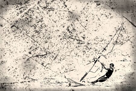 windsurfer on the old paper , grunge background の写真素材
