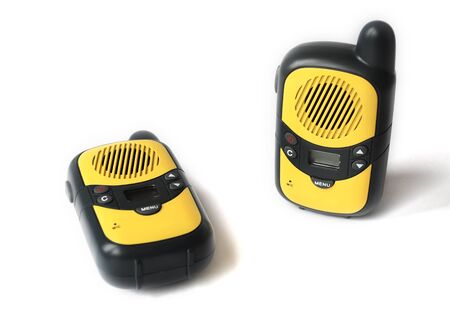 walkie talkie on white background  - two portable transmitter の写真素材