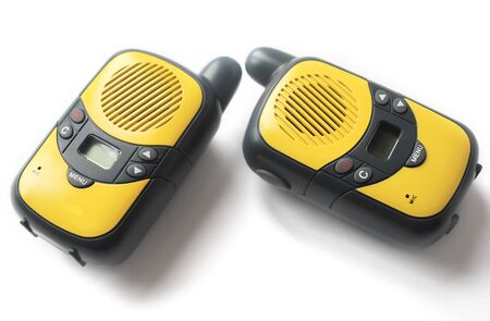 walkie talkie on white background  - two portable transmitter の写真素材