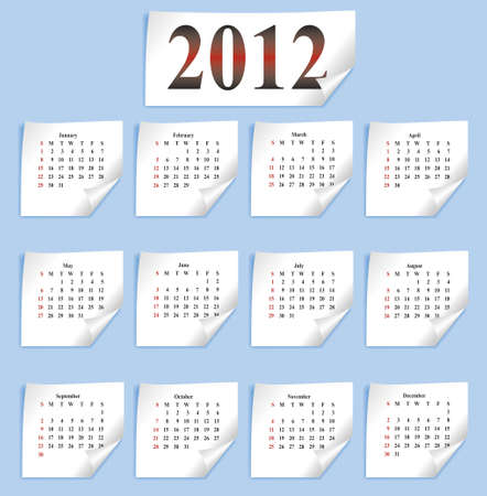 vector calendar 2012 on white paper のイラスト素材