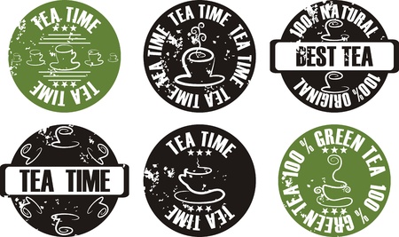 vector grunge tea stamp setのイラスト素材