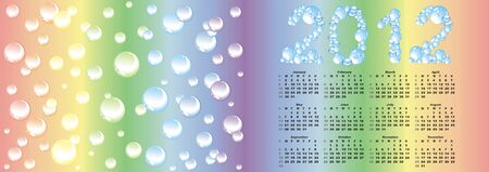 vector calendar 2012  on rainbow bubble background のイラスト素材