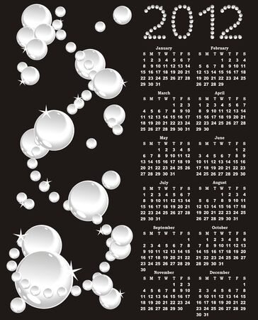 vector calendar 2012  on rainbow bubble background のイラスト素材