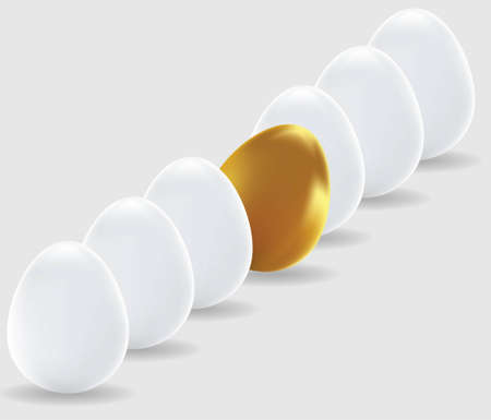 One gold egg and white easter eggs のイラスト素材