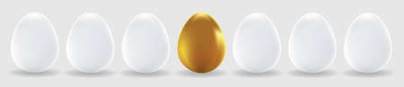 One gold egg and white easter eggs のイラスト素材