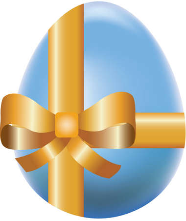 Colored  easter egg  decorated by bow, vector holiday symbol のイラスト素材
