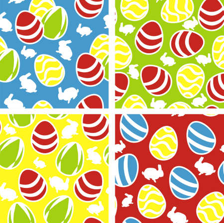 Colorful seamless pattern with easter eggs , vector setのイラスト素材