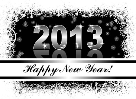 christmas and new year card  with 2013 on a black winter backgroundのイラスト素材