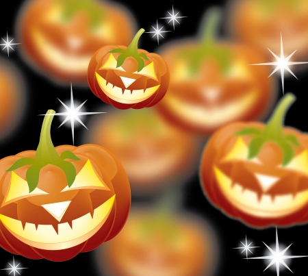Halloween pumpkins, Jack of the Lantern on night backgroundのイラスト素材