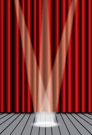 Red theater curtain with spotlight on stageのイラスト素材