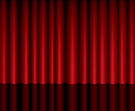 Closed red theater curtain background with reflectionのイラスト素材