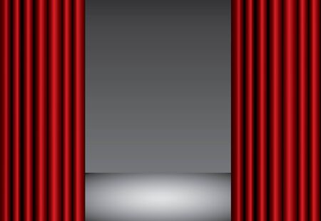 Red theater silk curtain background with waveのイラスト素材