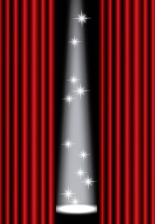 Red theater curtain with spotlight on stageのイラスト素材