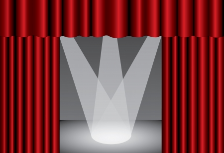 Red theater curtain with spotlight on stageのイラスト素材