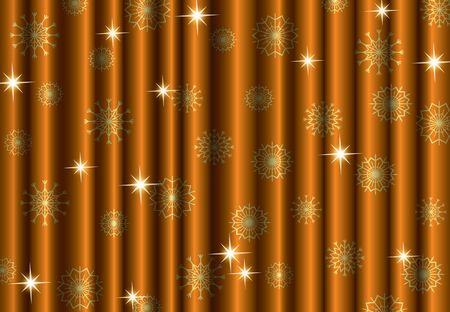 Christmas gold curtain background with snowflakesのイラスト素材