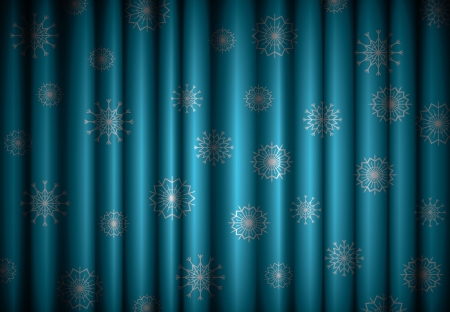 Christmas blue curtain background with snowflakesのイラスト素材