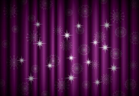 Christmas violet curtain background with snowflakesのイラスト素材