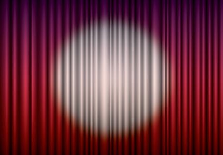 Closed red theater curtain with spotlight in the centerのイラスト素材