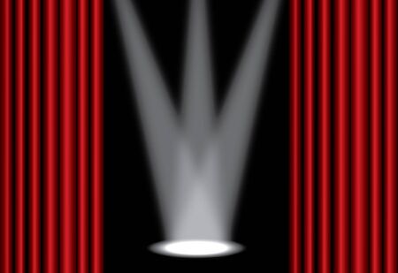 Red theater curtain with spotlight on stageのイラスト素材