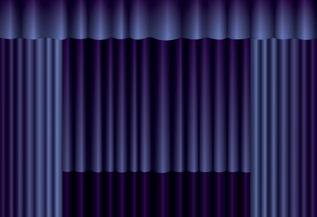 Blue theater silk curtain background with waveのイラスト素材