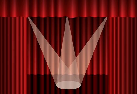 Red theater curtain with spotlight on stageのイラスト素材