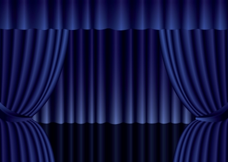 Blue theater silk curtain background with waveのイラスト素材