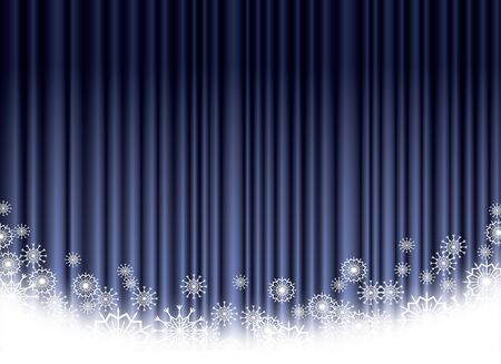 Christmas blue curtain background with snowflakesのイラスト素材