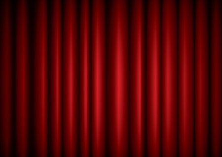 Closed red theater silk curtain background with waveのイラスト素材