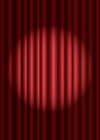 Closed red theater curtain with spotlight in the centerのイラスト素材