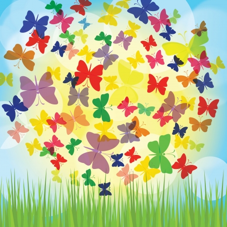 Colorful background with butterfly, beautiful decorative background.のイラスト素材