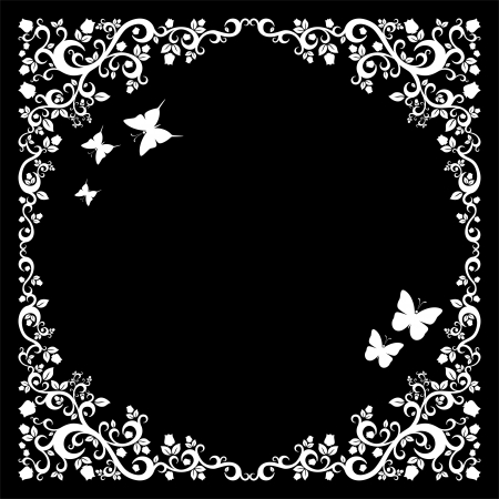 black white beautiful illustration of floral ornament for your design のイラスト素材
