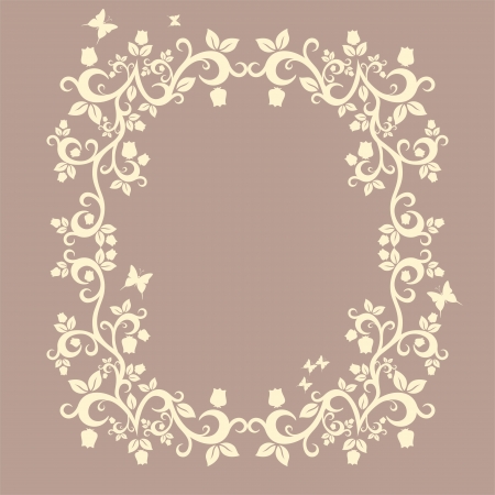 brown or fallow beautiful illustration of floral ornament for your design のイラスト素材