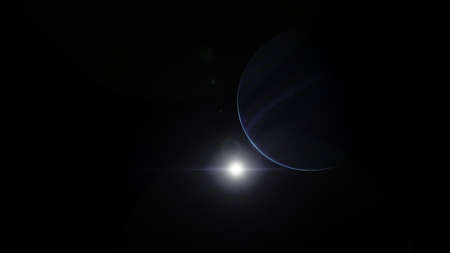 realistic exoplanet, beautiful alien planet in far space, detailed planet surface, science fiction...