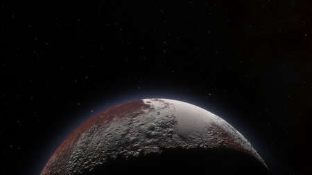 realistic exoplanet, beautiful alien planet in far space, detailed planet surface, science fiction wallpaper, cosmic landscape 3d renderの写真素材