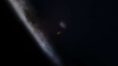 realistic exoplanet, beautiful alien planet in far space, detailed planet surface, science fiction...