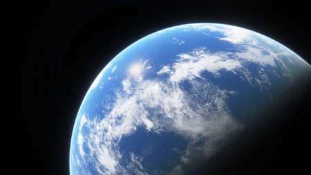 realistic exoplanet, beautiful alien planet in far space, detailed planet surface, science fiction wallpaper, cosmic landscape 3d renderの写真素材