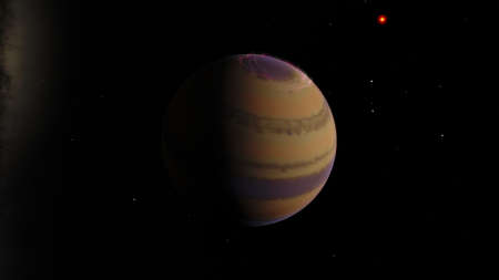 realistic exoplanet, beautiful alien planet in far space, detailed planet surface, science fiction...