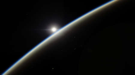 realistic exoplanet, beautiful alien planet in far space, detailed planet surface, science fiction...