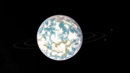 realistic exoplanet, beautiful alien planet in far space, detailed planet surface, science fiction...