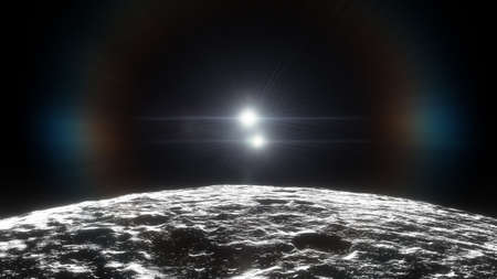 Universe filled with stars. Cosmic landscape, beautiful science fiction illustration with endless deep space. 3D renderingの写真素材