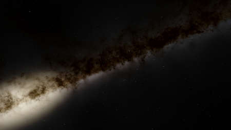 Universe filled with stars. Cosmic landscape, beautiful science fiction illustration with endless deep space. 3D renderingの写真素材